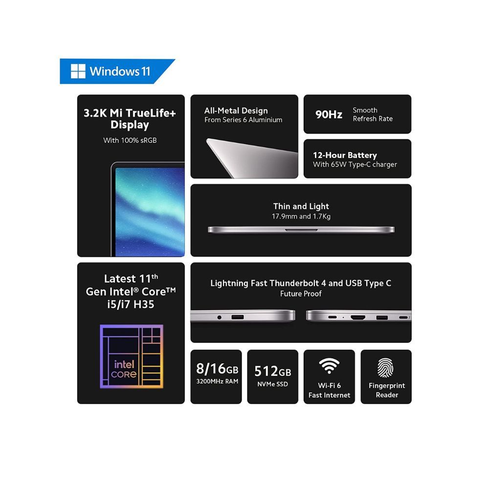 MI Notebook Ultra 3.2K Resolution Display Intel Core I5-11300H 11Th Gen 15.6 Inches Thin Light Laptop
