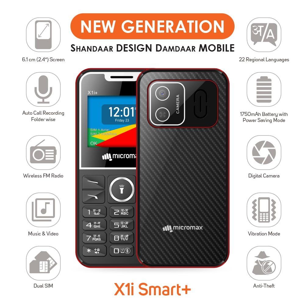 Micromax X1i Smart Plus - Black Red