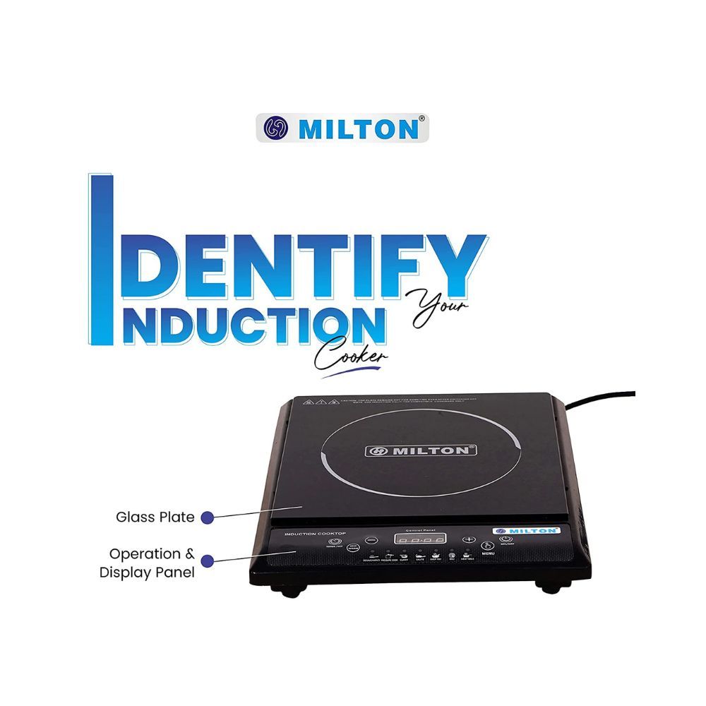 MILTON Premium Elegant & Smart Induction Cooktop with Push Button, (Black)