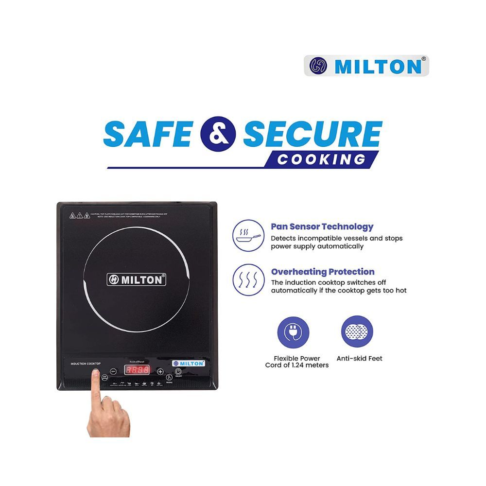 MILTON Premium Elegant  Smart Induction Cooktop with Push Button Black