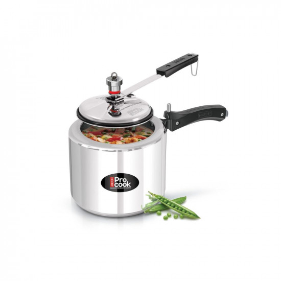 Milton Pro Cook Aluminium Induction Pressure Cooker With Inner Lid 3 litre Silver  Hot Plate Safe  Flame Safe