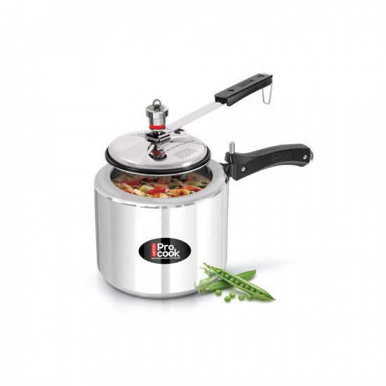 Milton Pro Cook Aluminium Induction Pressure Cooker With Inner Lid, 3 litre, Silver | Hot Plate Safe | Flame Safe