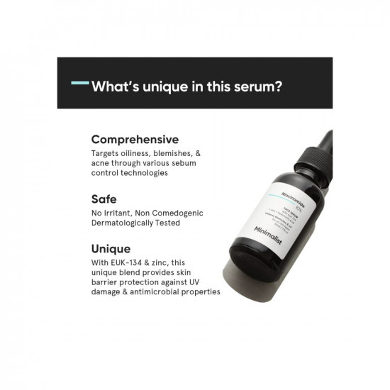Minimalist 10% Niacinamide Face Serum for Acne Marks, Blemishes & Oil Balancing with Zinc
