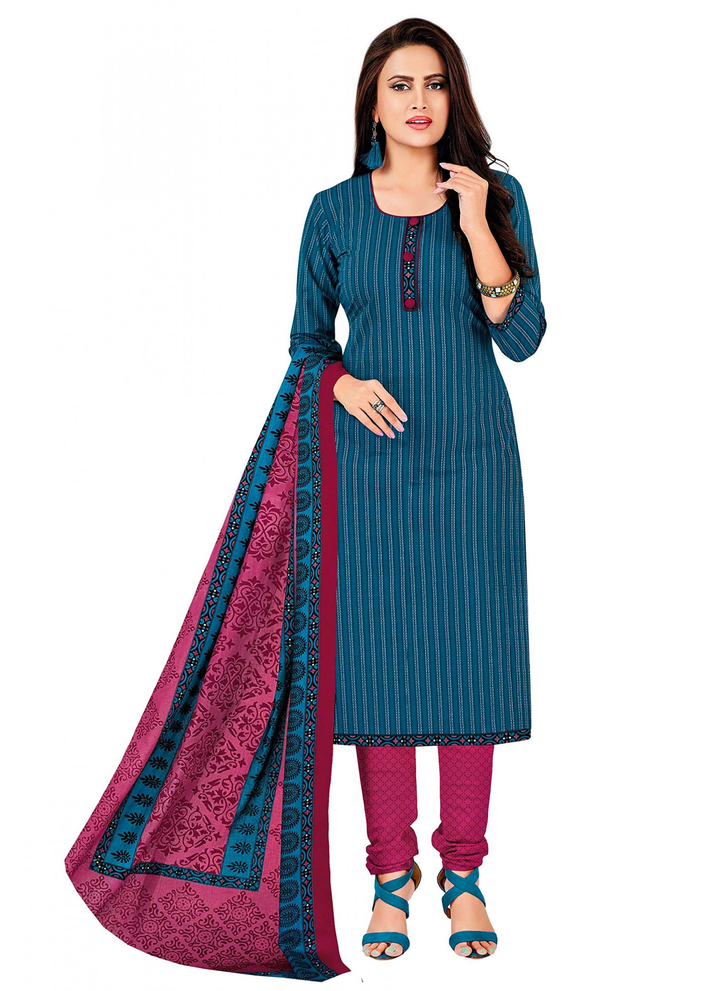 Buy Best Women Fancy Semi Kora Silk Cotton Dress Material Online - Online  The Chennai Silks