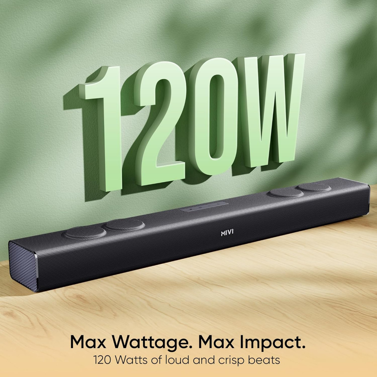 Mivi Fort Q120 Soundbar with 120W Surround Sound 22 Channel soundbar with 2 in-Built subwoofers Multiple EQ and Input Modes Remote Accessibility Bluetooth v51 Made in India Sound bar for TV