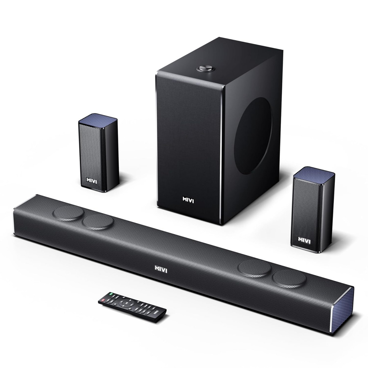 Mivi Fort Q500 Soundbar with 500W Surround Sound 51 Channel with External subwoofer  2 Satellite Speakers Multiple EQ  Input Modes Remote BT v53 Made in India Sound bar for TV