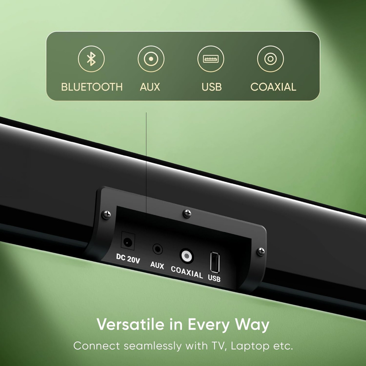Mivi Fort Q80 Soundbar with 80W Surround Sound 22 Channel soundbar with 2 in-Built subwoofers Multiple EQ and Input Modes Remote Accessibility Bluetooth v51 Made in India Sound bar for TV