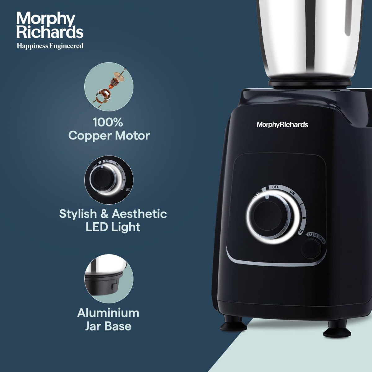 Morphy Richards Grindpro Maxx 4 Jar 1000W Mixer Grinder Black