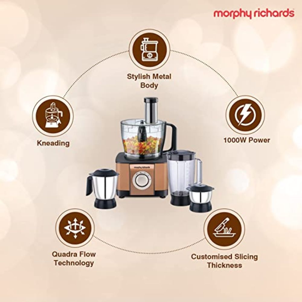 Morphy Richards Icon Superb 1000-Watt Food Processor (Glazing Copper)