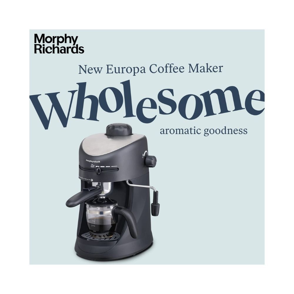 Morphy Richards New Europa 800-Watt Espresso and Cappuccino 4-Cup Coffee Maker Black