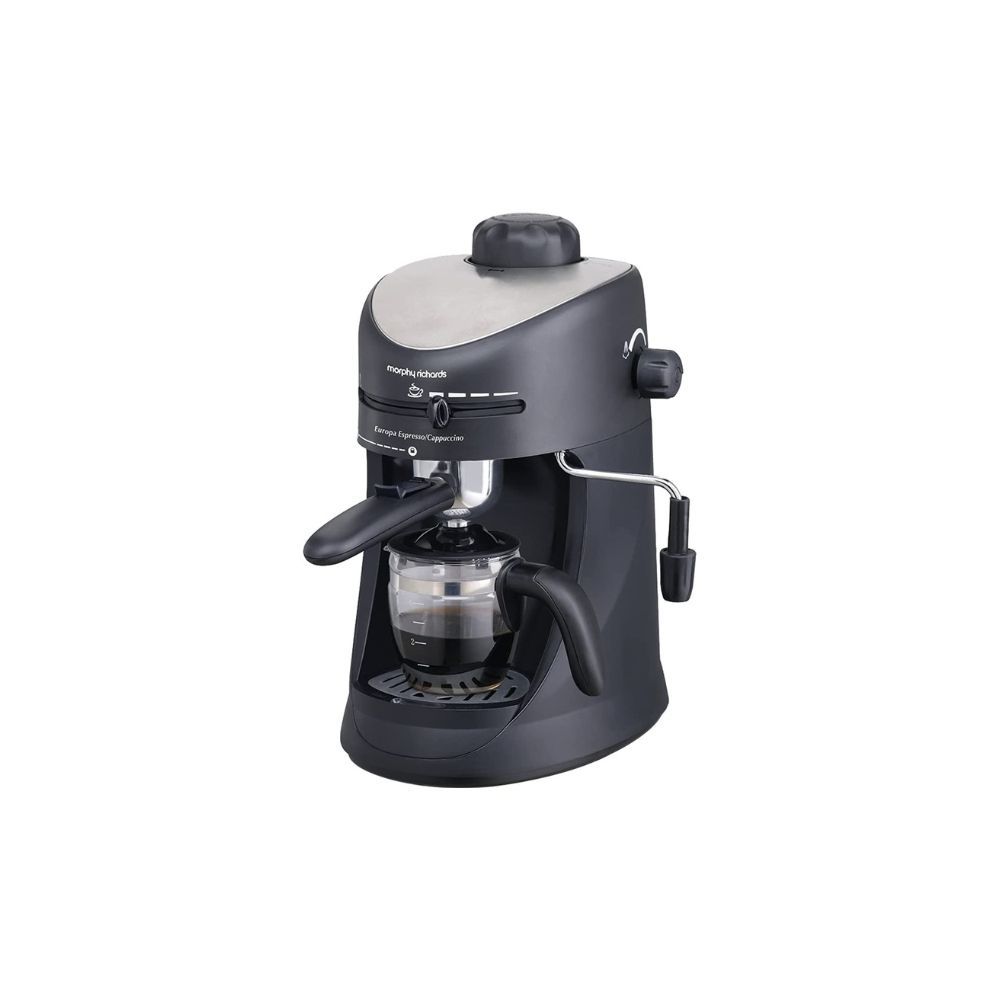 Morphy Richards New Europa 800-Watt Espresso and Cappuccino 4-Cup Coffee Maker Black