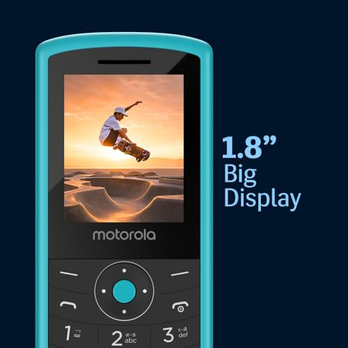 Motorola All-New A10 Dual Sim keypad Phone with Voice Feature  2 Years Replacement  Wireless FM  Bluetooth Connectivity  Auto Call Recording Teal Blue