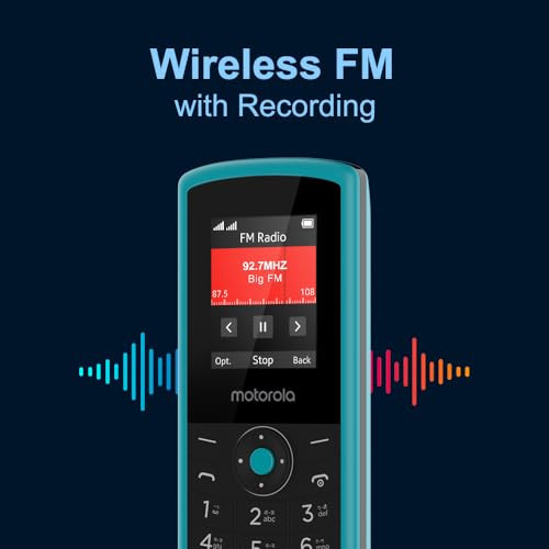Motorola All-New A10 Dual Sim keypad Phone with Voice Feature  2 Years Replacement  Wireless FM  Bluetooth Connectivity  Auto Call Recording Teal Blue