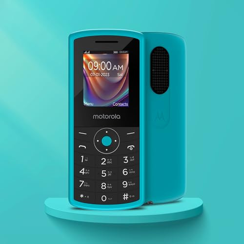 Motorola All-New A10 Dual Sim keypad Phone with Voice Feature  2 Years Replacement  Wireless FM  Bluetooth Connectivity  Auto Call Recording Teal Blue