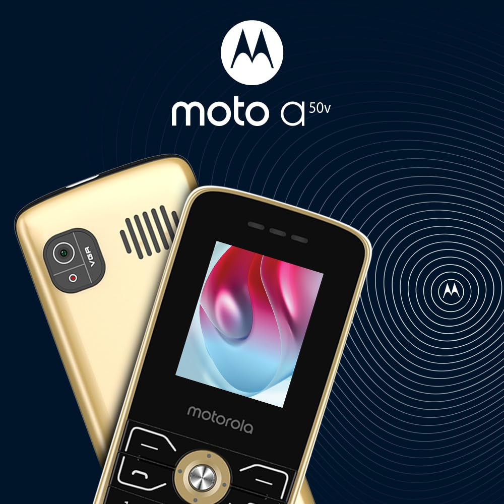 Motorola All-New A50 Dual Sim keypad Phone with Voice Feature  1750 mAh Powerful Battery  2 Years Replacement Warrenty Rear Camera Gold