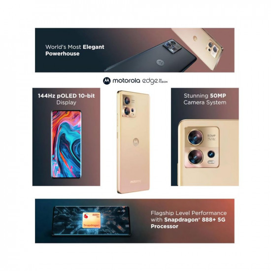 Motorola Edge 30 Fusion 5G Solar Gold 8GB RAM 128GB Storage  Full HD pOLED Display  50MP13MP2MP  32MP Front Camera  Qualcomm Snapdragon 888  Processor  4400 mAh TurboPower 68 W Charging