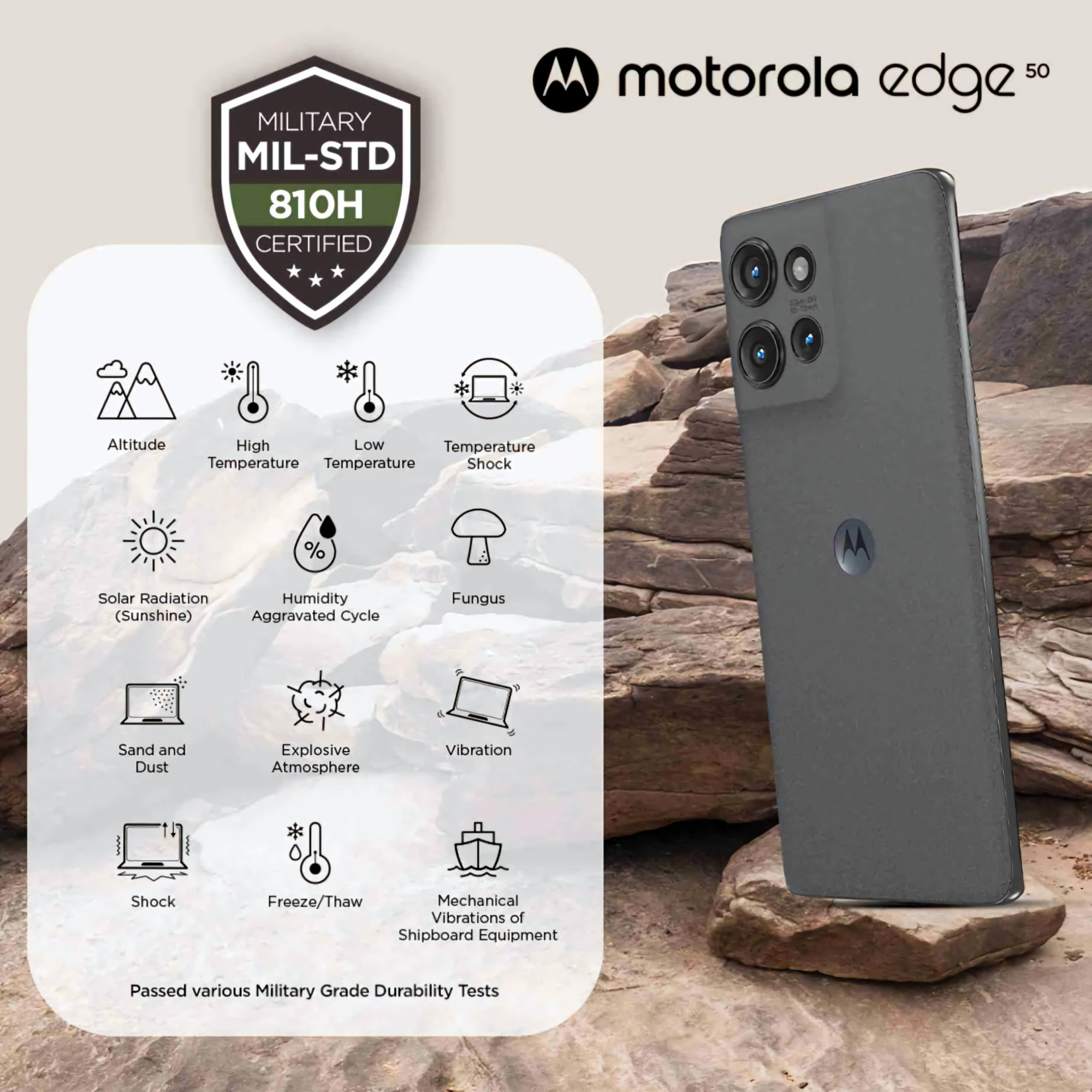 Motorola Edge 50 5G 8GB RAM  256GB Storage  50MP  13MP  10MP  32MP Front Camera  5000 mAh Battery  Snapdragon 7 Gen 1 Accelerated Edition Processor Koala Grey