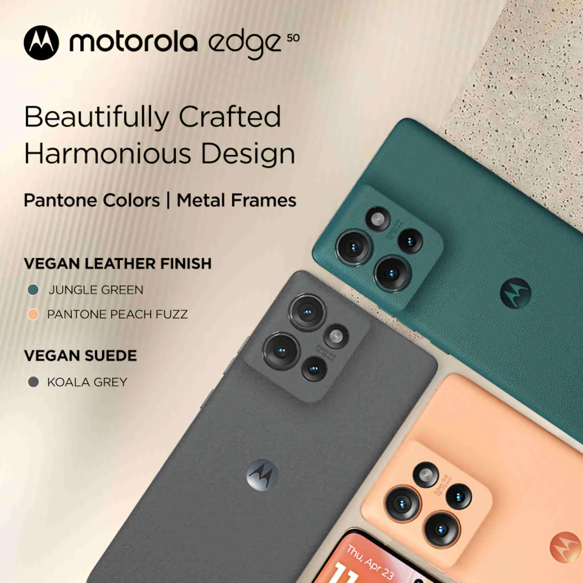 Motorola Edge 50 5G 8GB RAM  256GB Storage  50MP  13MP  10MP  32MP Front Camera  5000 mAh Battery  Snapdragon 7 Gen 1 Accelerated Edition Processor Koala Grey