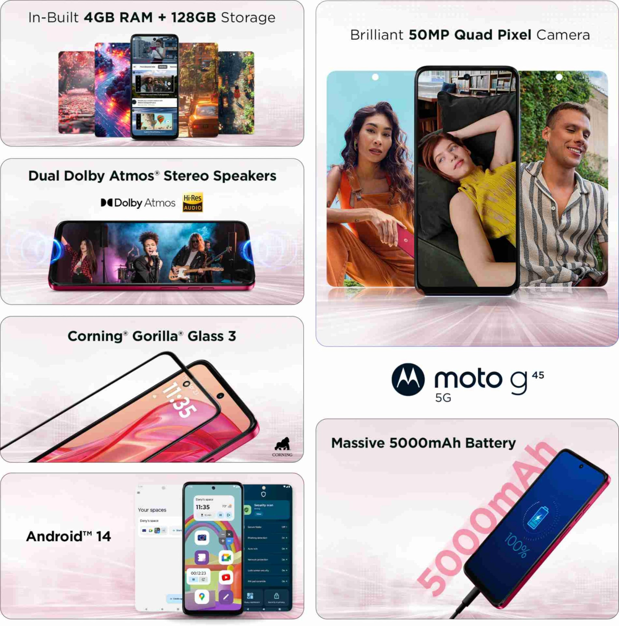 Motorola G45 5G Viva Magenta 8GB RAM 128GB Storage