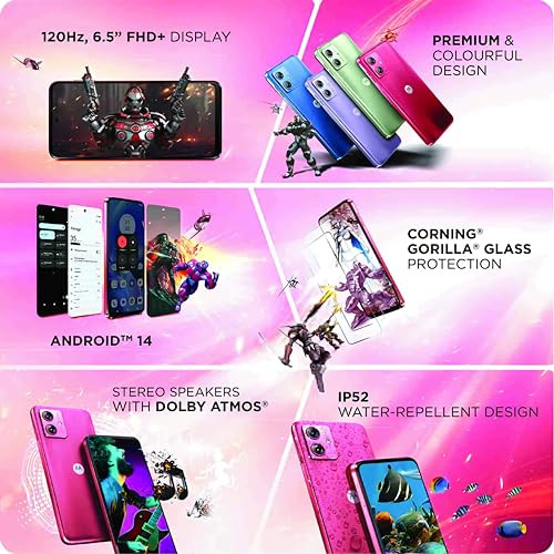 Motorola G64 5G Red Berry 12GB RAM 256GB Storage  Expandable Upto 2TB  50MP OIS  8MP  16MP Front Camera  MediaTek Dimensity 7025 Processor  6000 mAh Battery