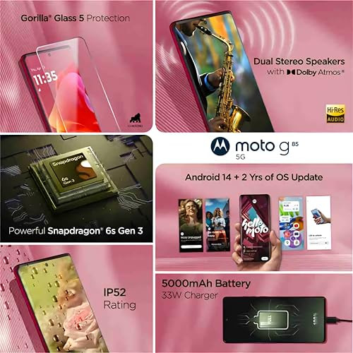 Motorola G85 5G Viva Magenta 12GB RAM 256GB Storage  67 pOLED Display  Snapdragon 6 Gen1 Processor  50MP OIS Camera  16MP Front Camera  5000mAh Battery  33W Charging