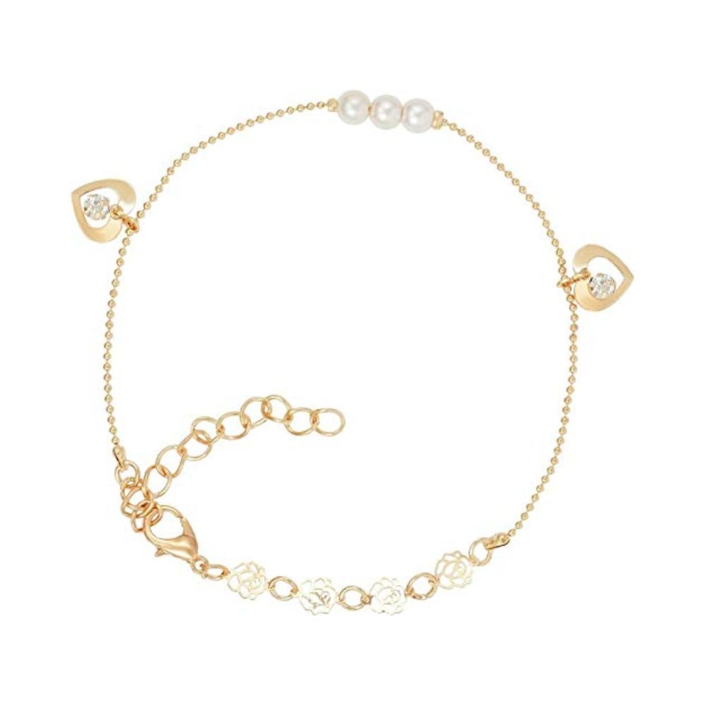 Nakabh Gold Metal Anklet for Women Girls