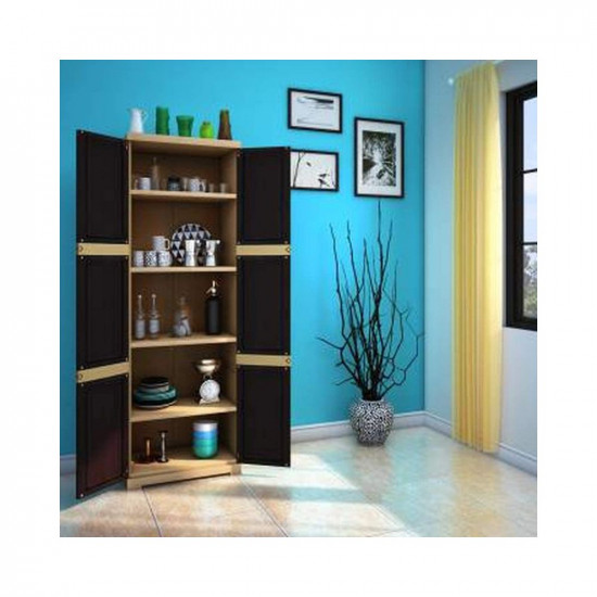 Nilkamal Freedom Mini Large (FML) Plastic Storage Cabinet (Weathered Brown & Biscuit)