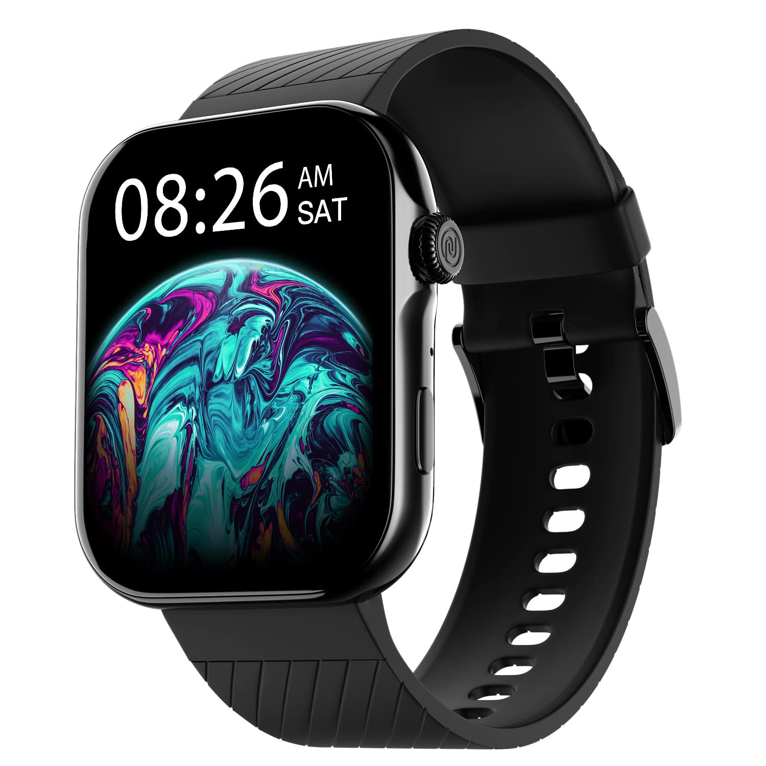 Noise ColorFit Ultra 3 Bluetooth Calling Smart Watch with Biggest 196 AMOLED Display Premium Metallic Build Functional Crown Gesture Control with Silicon Strap Jet Black