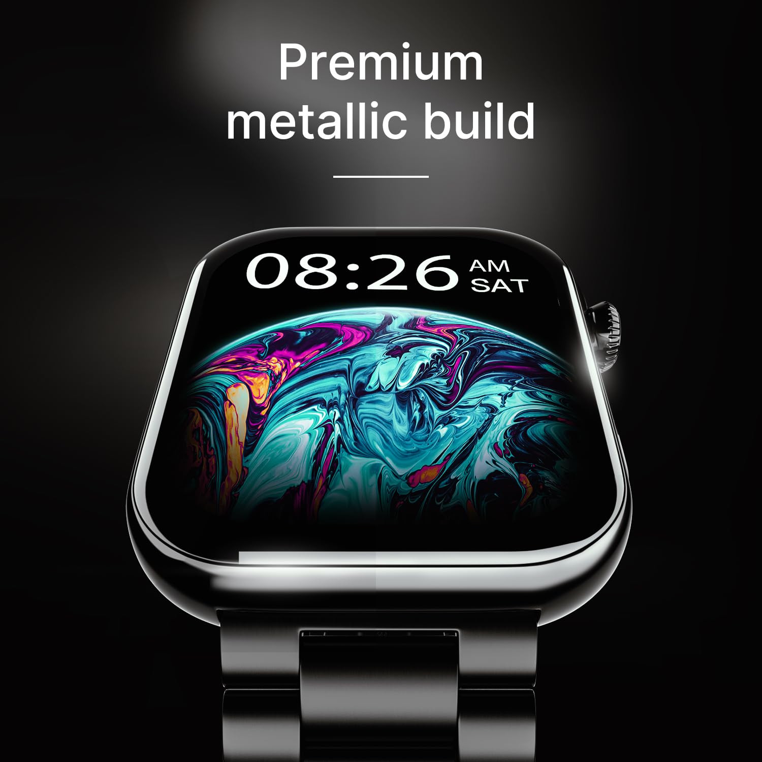 Noise ColorFit Ultra 3 Bluetooth Calling Smart Watch with Biggest 196 AMOLED Display Premium Metallic Build Functional Crown Gesture Control with Silicon Strap Jet Black