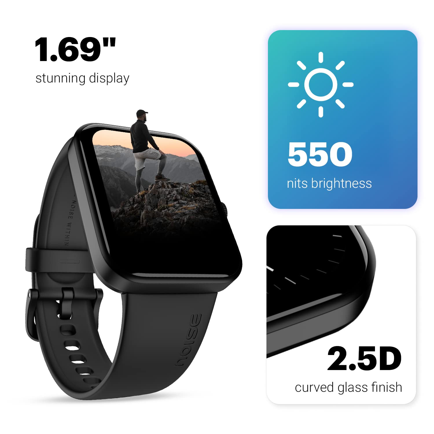Noise Pulse Go Buzz Smart Watch with Advanced Bluetooth Calling 169 TFT Display SpO2 100 Sports Mode with Auto Detection Upto 7 Days Battery 2 Days with Heavy Calling - Jet Black