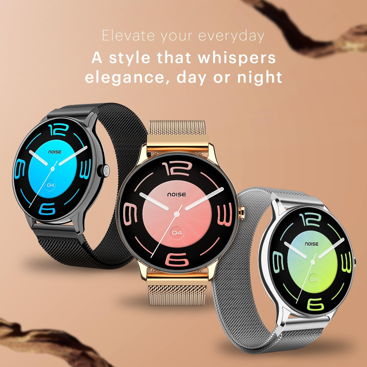 Noise Twist Go Bluetooth Calling Smart Watch for Women with Sleek Metal Dial Glossy Finish 139 Display 100 Watch Faces IP68 Sleep Tracking Voice Assistance Upto 7 Days Battery Gold Link