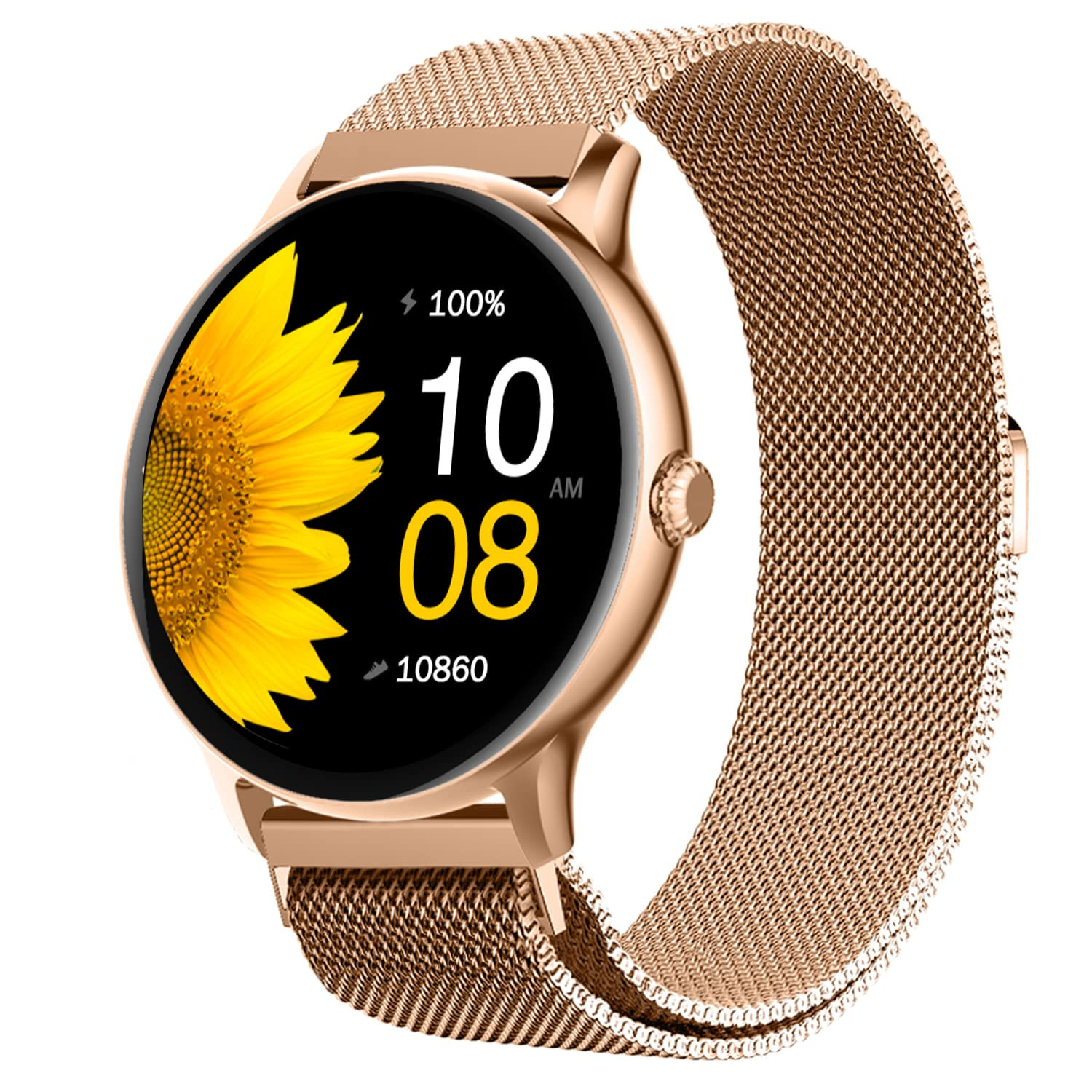 Noise Twist Go Bluetooth Calling Smart Watch for Women with Sleek Metal Dial Glossy Finish 139 Display 100 Watch Faces IP68 Sleep Tracking Voice Assistance Upto 7 Days Battery Gold Link