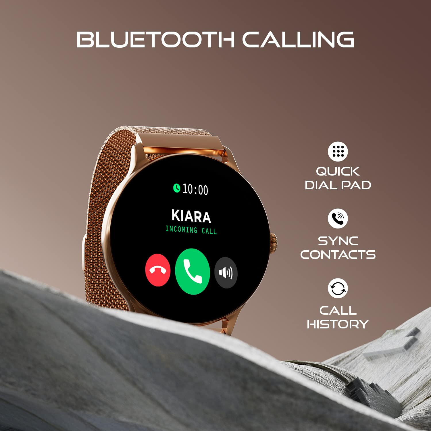 Noise Twist Go Bluetooth Calling Smart Watch for Women with Sleek Metal Dial Glossy Finish 139 Display 100 Watch Faces IP68 Sleep Tracking Voice Assistance Upto 7 Days Battery Gold Link