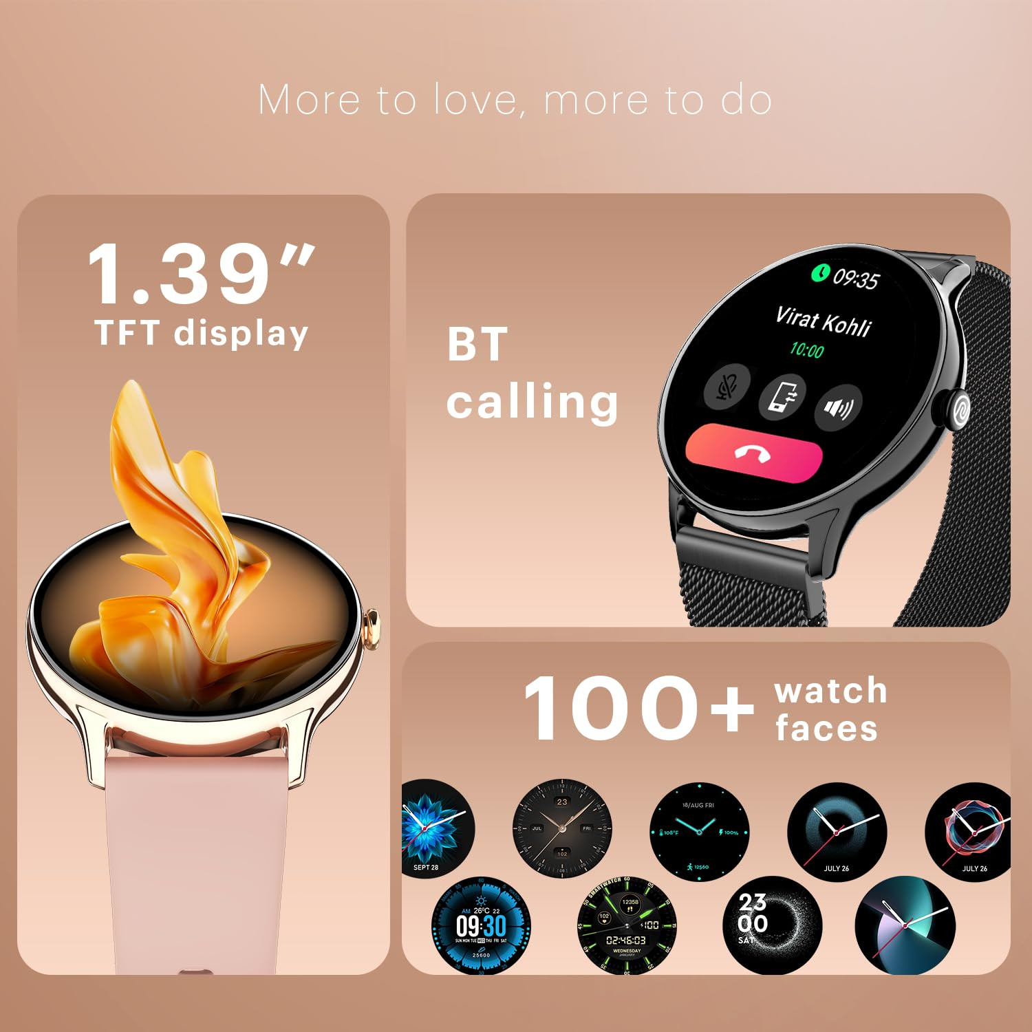 Noise Twist Go Round dial Smartwatch with BT Calling 139 Display Metal Build 100 Watch Faces IP68 Sleep Tracking 100 Sports Modes 247 Heart Rate Monitoring Rose Pink