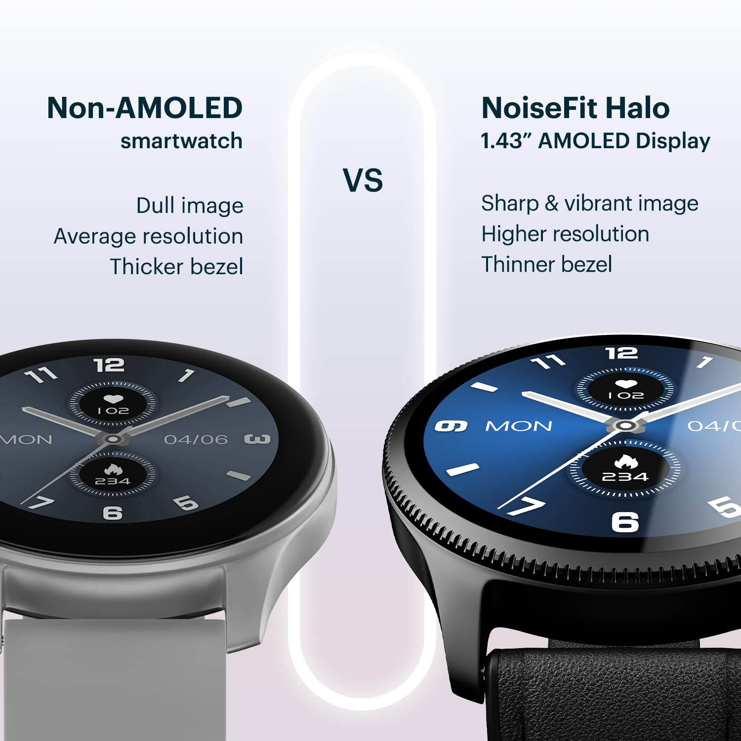 NoiseFit Halo 143 AMOLED Display Bluetooth Calling Round Dial Smart Watch Premium Metallic Build Always on Display Smart Gesture Control 100 Sports Modes Jet Black