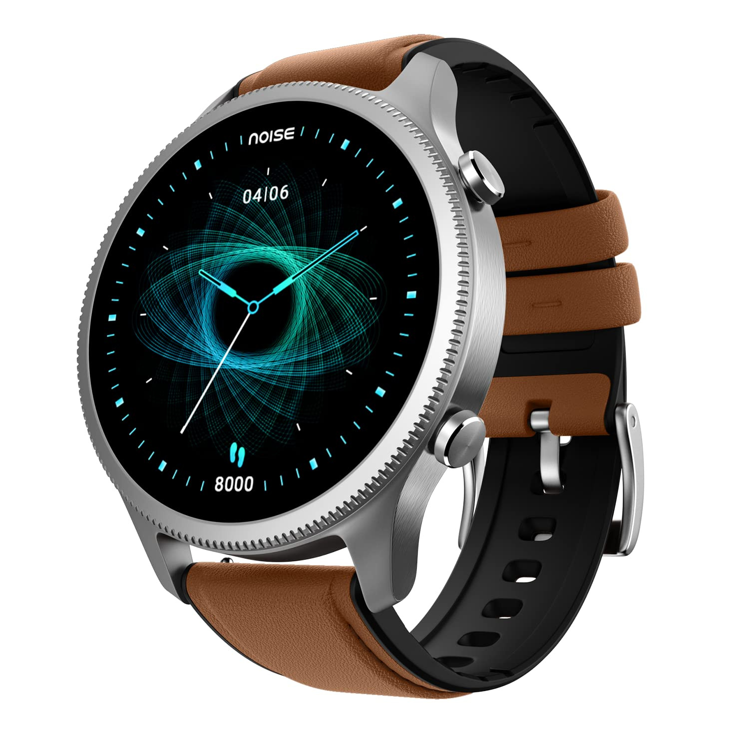 NoiseFit Halo 143 AMOLED Display Bluetooth Calling Round Dial Smart Watch Premium Metallic Build Always on Display Smart Gesture Control 100 Sports Modes Vintage Brown