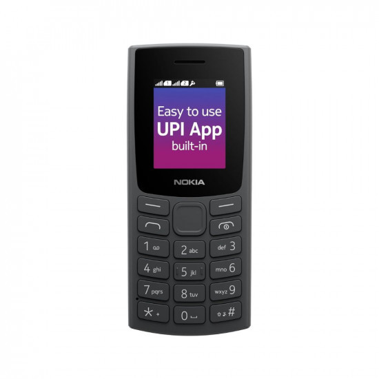 Nokia 106 Dual Sim, Keypad Phone with Built-in UPI Payments App, Long-Lasting Battery, Wireless FM Radio & MP3 Player, and MicroSD Card Slot | Charcoal