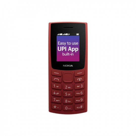 Nokia 106 Dual Sim, Keypad Phone with Built-in UPI Payments App, Long-Lasting Battery, Wireless FM Radio & MP3 Player, and MicroSD Card Slot | Red