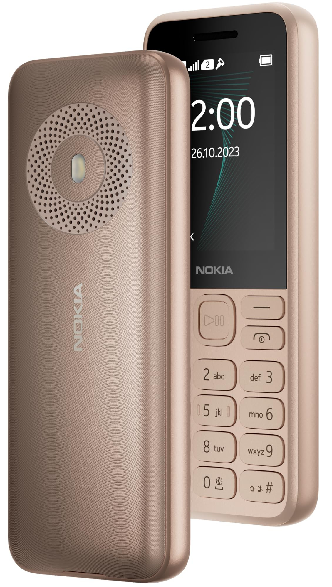 Nokia 130 Music  Built-in Powerful Loud Speaker with Music Player and Wireless FM Radio  Dedicated Music Buttons  Big 24 Display  1 Month Standby Battery Life  Gold