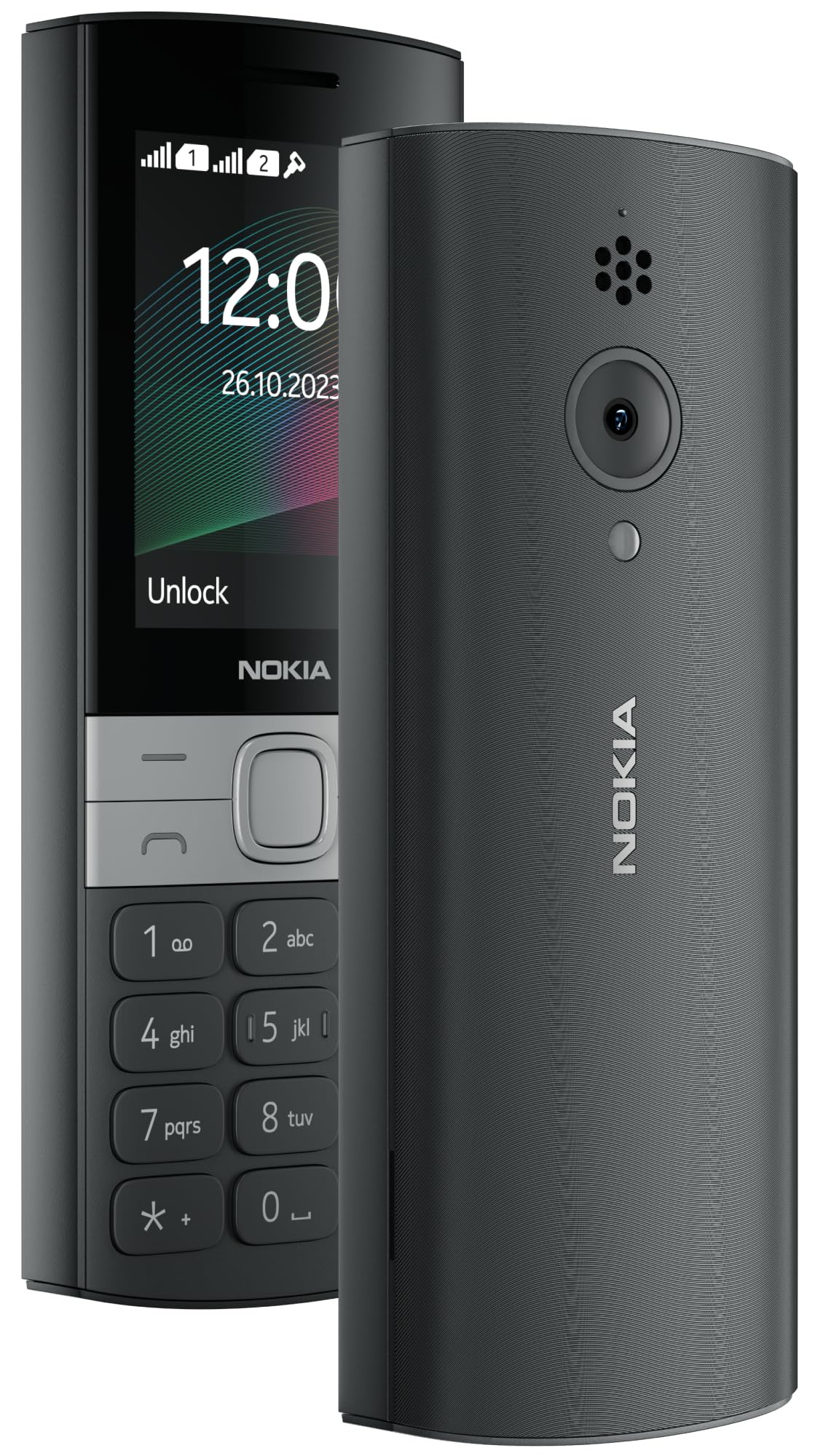 Nokia 150 Dual SIM Premium Keypad Phone  Rear Camera Long Lasting Battery Life Wireless FM Radio  MP3 Player and All-New Modern Premium Design  Black