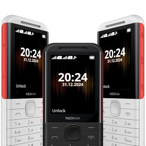 Nokia 5310 Dual SIM Keypad Phone with MP3 Player Wireless FM Radio and Rear Camera with Flash  1 Year Replacement Guarantee  WhiteRed