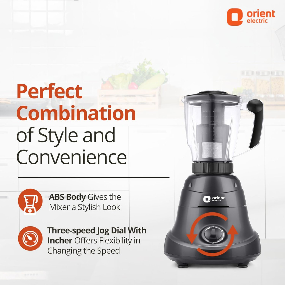 Orient Electric 750W Mixer Grinder with Juicer  Super Power 750 MGSP75B4 4 jar with 3 SS Jars and 1 PC juicing jar with Seive  Longer Life Balanced Coil Motor 5 Years Motor Warranty