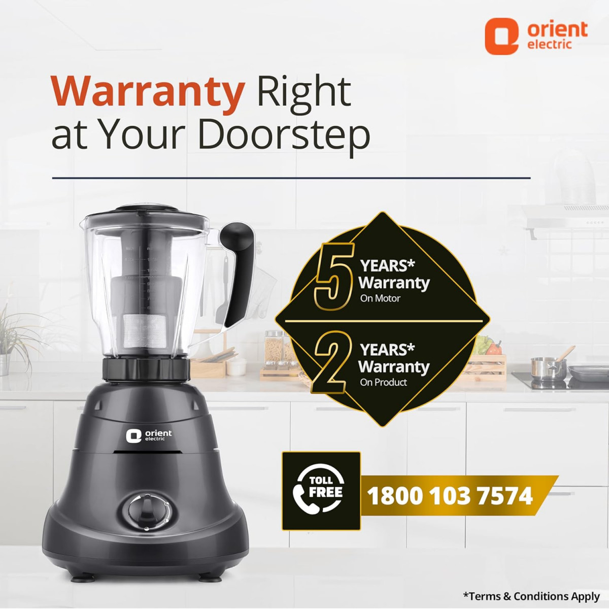 Orient Electric 750W Mixer Grinder with Juicer  Super Power 750 MGSP75B4 4 jar with 3 SS Jars and 1 PC juicing jar with Seive  Longer Life Balanced Coil Motor 5 Years Motor Warranty