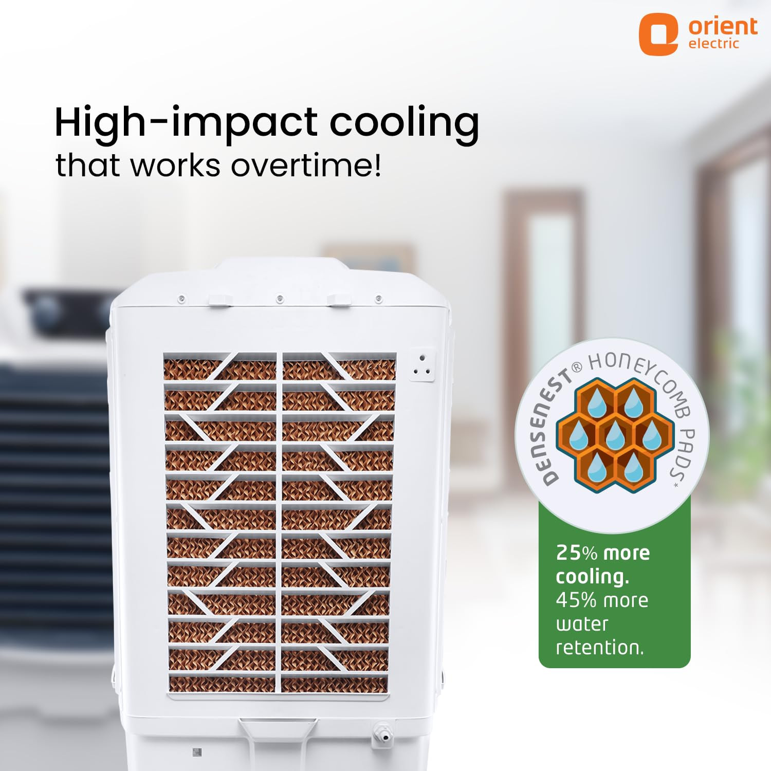 Orient Electric Optimo 95 L Desert Air Cooler For Home  Densenest Honeycomb Pads For More Cooling Inverter Compatible  4000 Mch High Air Delivery  Air Cooler For Room  White