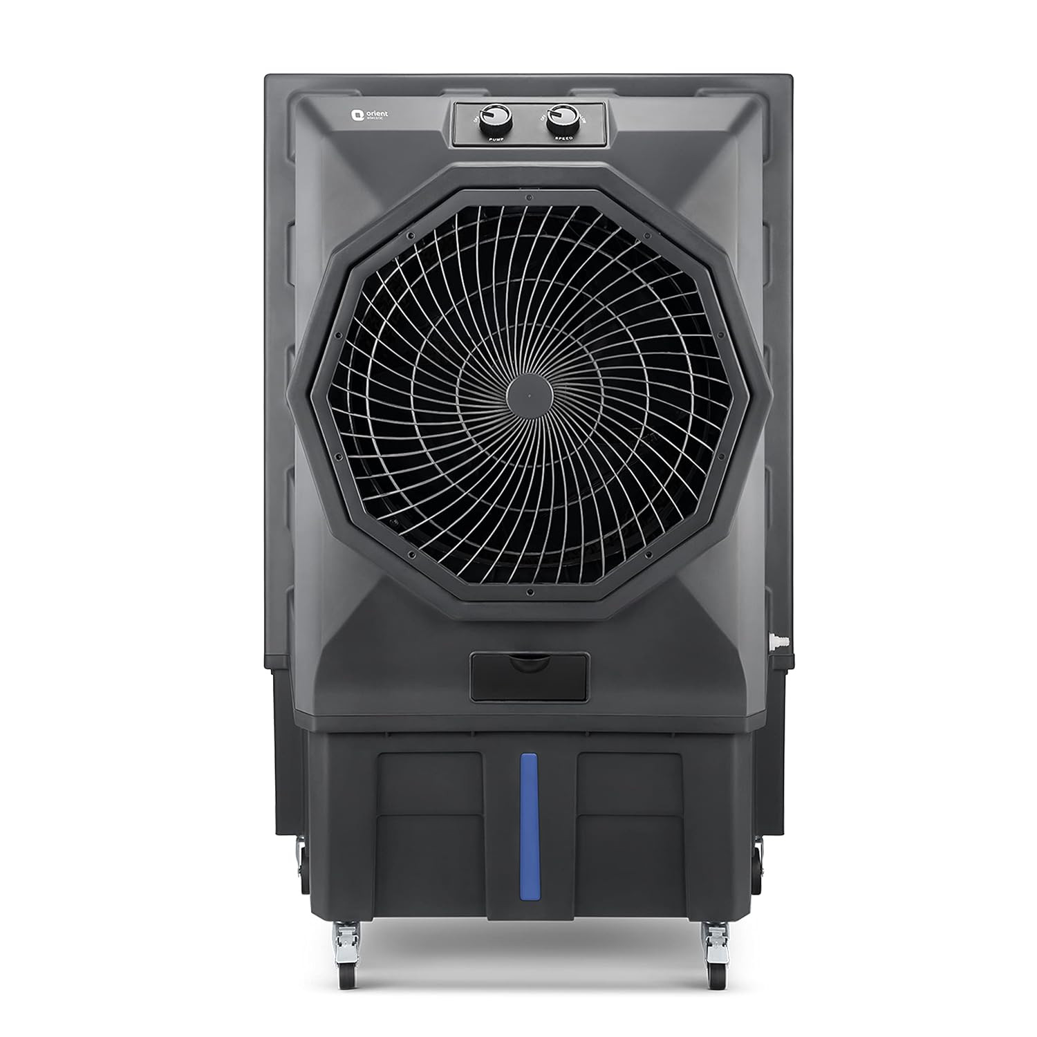 Orient Electric Stark 110 L Heavy Duty Commercial Air Cooler With 20 Fan  Aerofan Technology High-Density Honeycomb Cooling Pads  Extra Powerful Air Throw  Auto Water Refill Technology Grey
