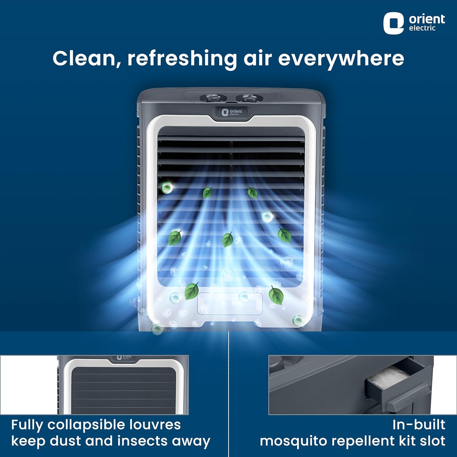 Orient Electric Ultimo 65L Desert Air Cooler with Densenest Honeycomb pads Ice chamber  High Air Delivery  Desert Cooler for home Grey