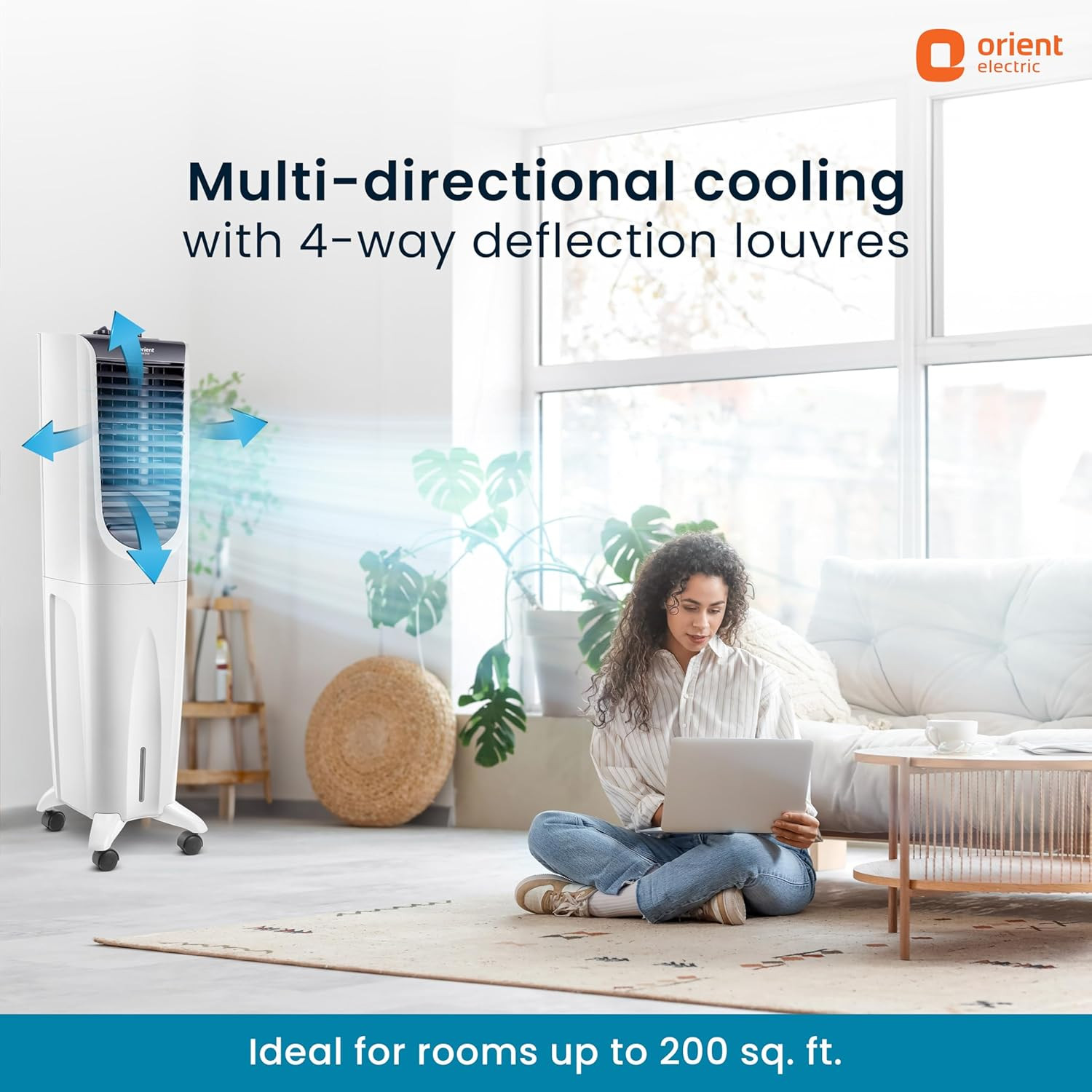 Orient Electric Ultimo Tower 40L  Personal Air Cooler For Home  Honeycomb Pads  4 Way Cooling Technology  Auto-Fill Feature  Removable Ice Tray  Air Cooler For Room  White