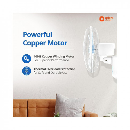 Orient Electric Wall-49 Wall-mounted fan | High-Performance Wall fan | Remote, Touch Control Panel | Automatic Speed Control | Warranty (2 Years) | (Crystal White, Pack Of 1)