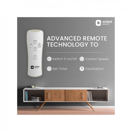 Orient Electric Wall-49 Wall-mounted fan | High-Performance Wall fan | Remote, Touch Control Panel | Automatic Speed Control | Warranty (2 Years) | (Crystal White, Pack Of 1)