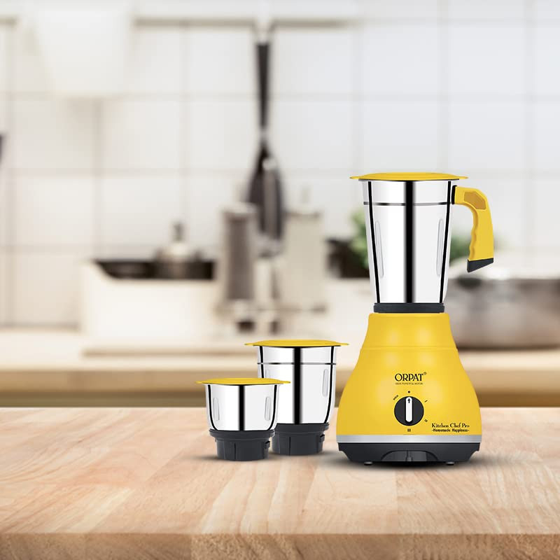Orpat Mixer Grinder Kitchen Chef Pro 650W Majestic Yellow